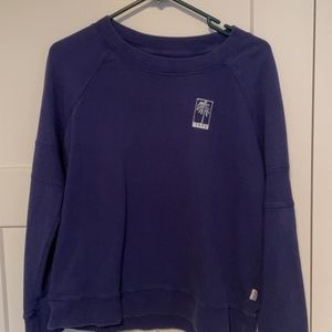 Dark blue beach scene crewneck